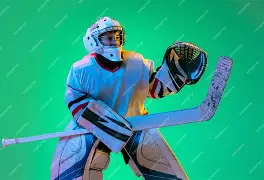 Portrait d un jeune joueur de dek hockey avec son equipe