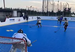 Equipe de dek hockey junior pose avant un match